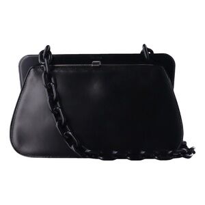 Prada Black Leather Shoulder Bag with Chain Strap